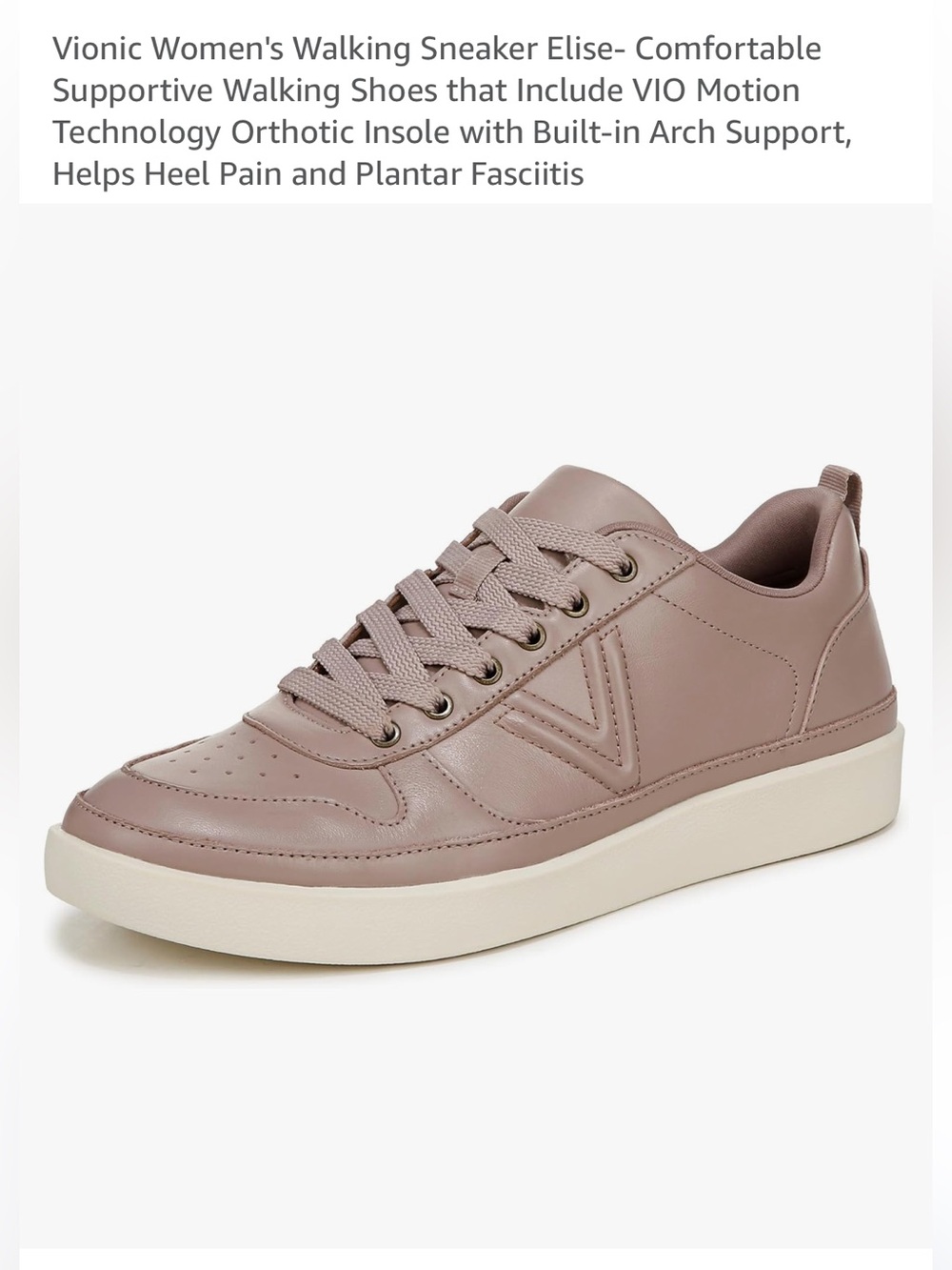 Vionic Elise magnolia dusk leather walking sneaker. Arch support / Orthotic shoe